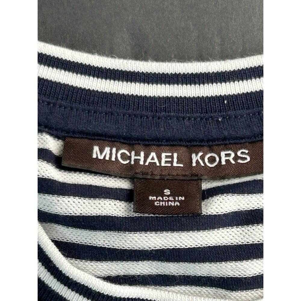 Michael Kors Women's Striped Knit T-Shirt Navy White Short Sleeve Size S - Picture 3 of 6
